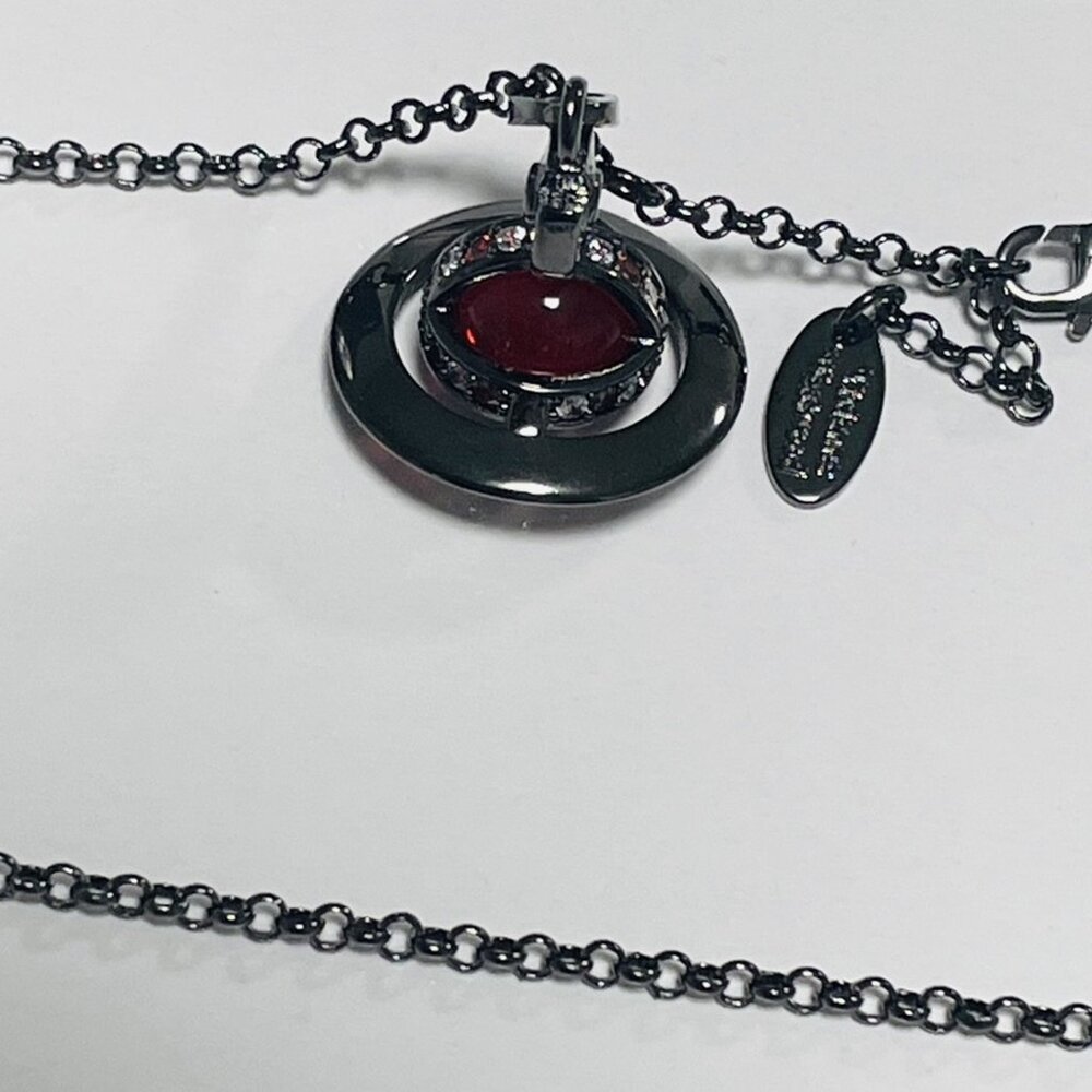 New Silver Saturn Red Vivienne Westwood long chain Orb Necklace Charm